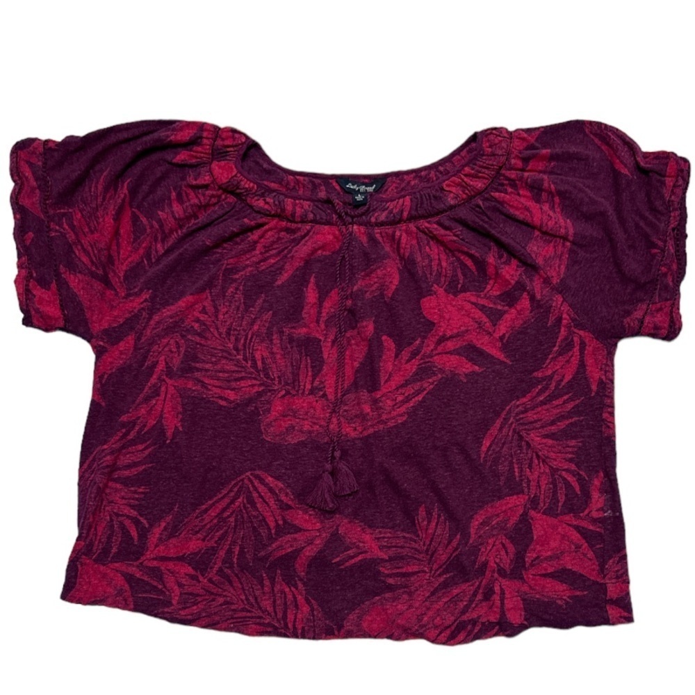 Lucky Brand Short Sleeve Floral Print Boxy Peasant Top Large